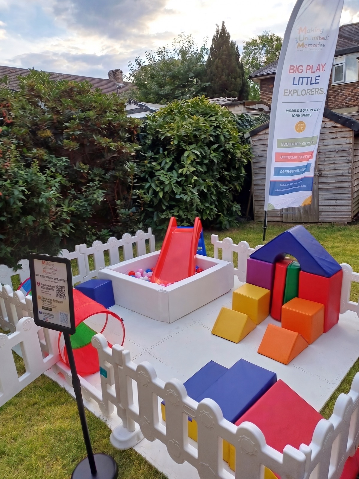 M.U.M soft play mini park set up in a garden